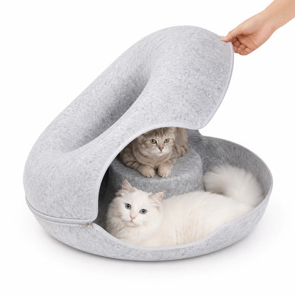 PurrHaven™ – 2-in-1 Cat Cave Bed