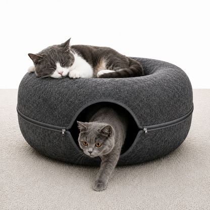 PurrHaven™ – 2-in-1 Cat Cave Bed