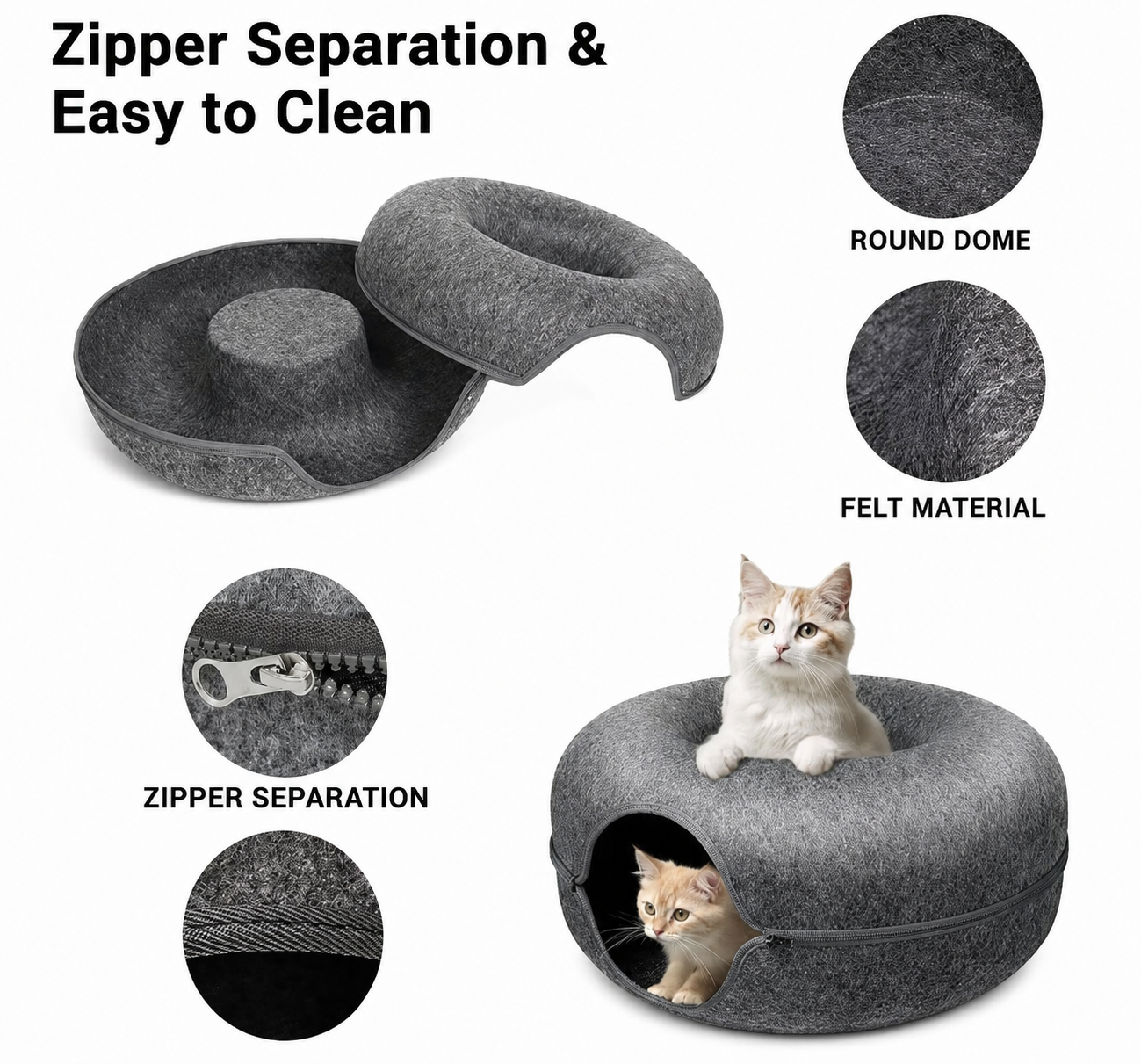 PurrHaven™ – 2-in-1 Cat Cave Bed