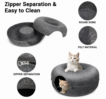 PurrHaven™ – 2-in-1 Cat Cave Bed