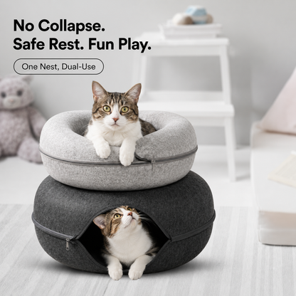 PurrHaven™ – 2-in-1 Cat Cave Bed