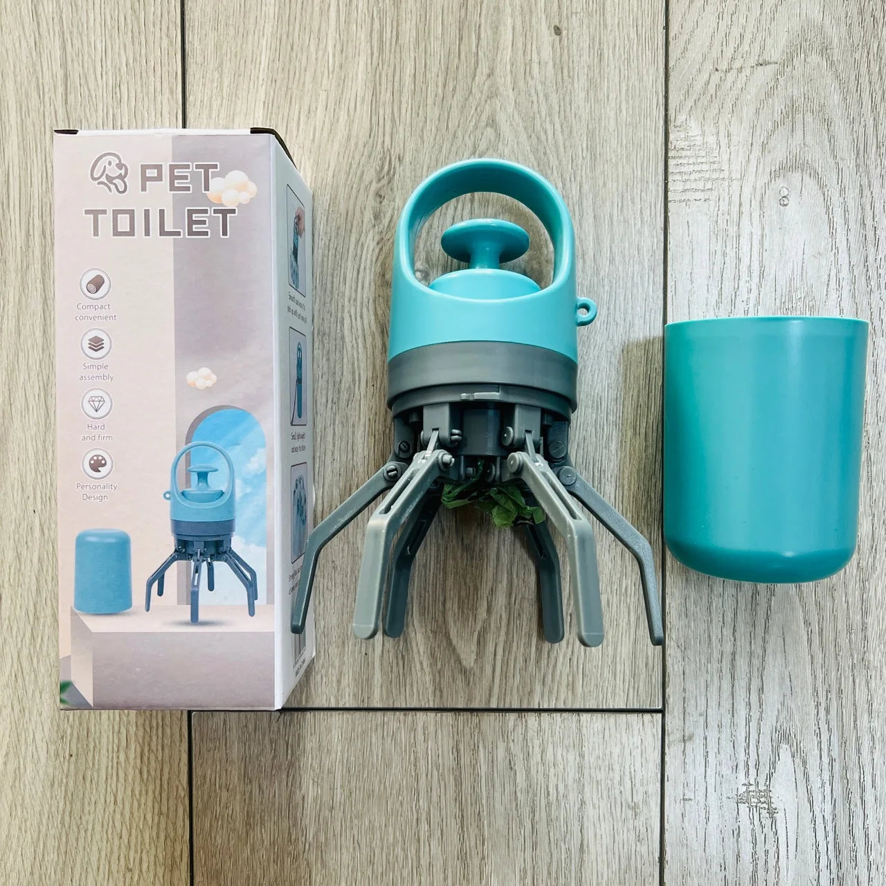 Dog Poop Scooper Set Claw Waste Picker Leash Clip Poop Bag Dispenser Portable Hygienic Clean up Tool for Pet Dogs Touch Free